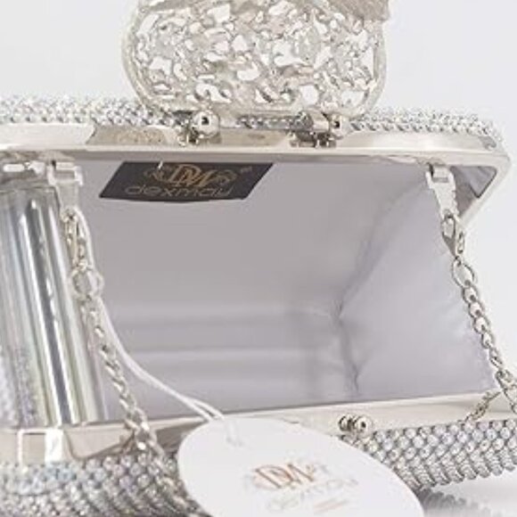 Neiman Marcus Dexmay Rhinestone Crystal Butterfly Clutch Bag - Picture 5 of 5